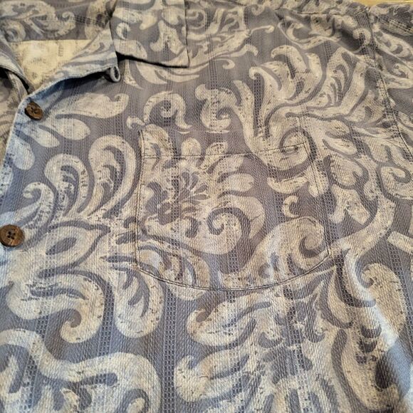 Tommy Bahama Silk Hawaiian Palm Tree Leaf Designed Button Up Shirt Mens Size XXL - Picture 4 of 9